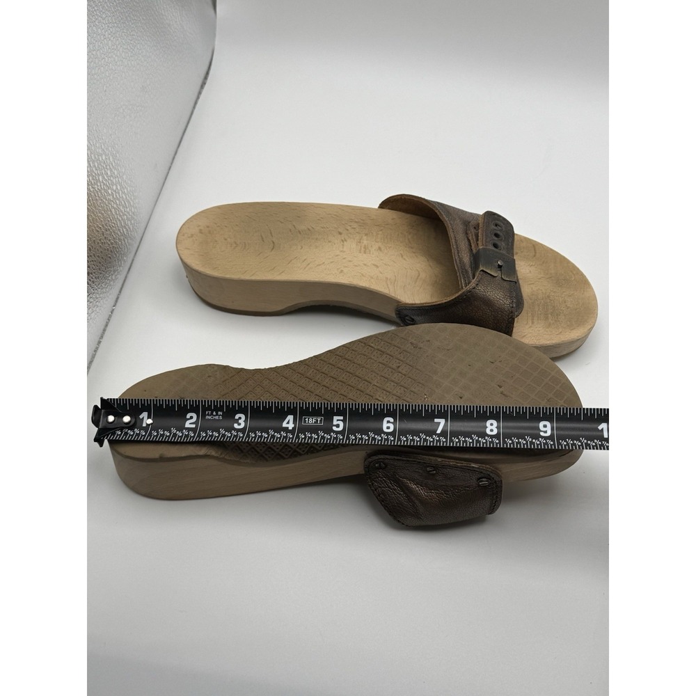 Vintage Dr Scholl's Original Wooden Exercise Sandals Brown  Leather Women's 9 - Picture 7 of 9